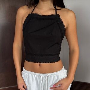 aritzia black cloth tie back top